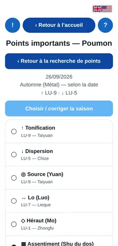 Écran Points importants