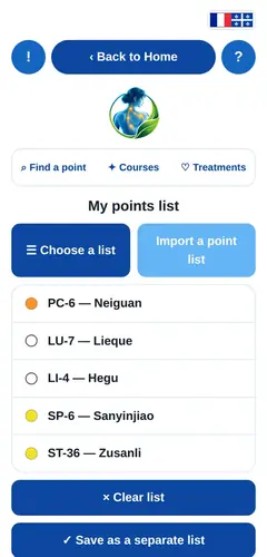 My point list screen